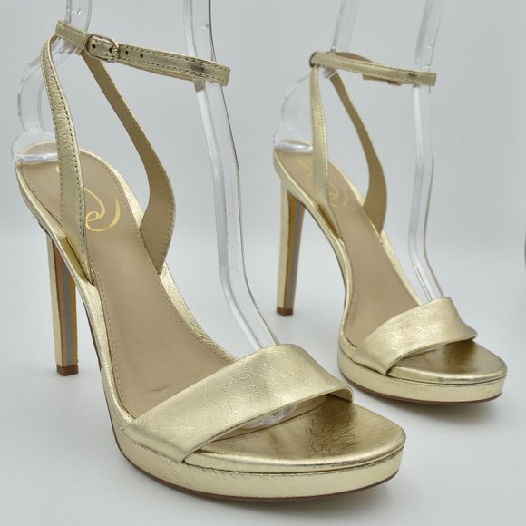 Sam Edelman Shoes - Sam Edelman Jade Ankle Strap Sandals with 4.3" heels, Gold Leather, Women's Sz 9